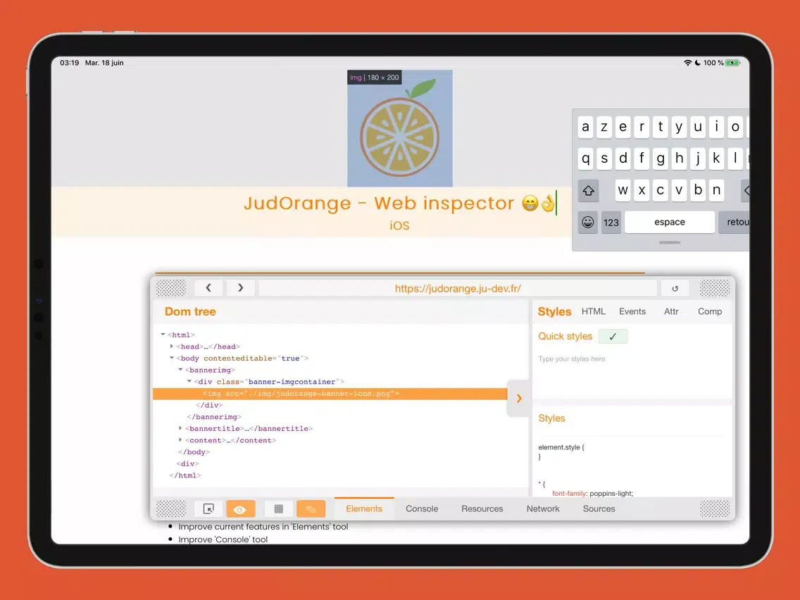 JudOrange - Web Inspector iPad  Screenshots